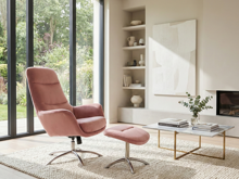 Fotogalerie Relaxační křeslo s podnožkou NIXON – antická růžová