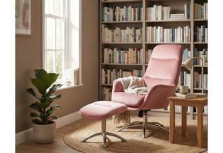 Relaxační křeslo s podnožkou NIXON – antická růžová