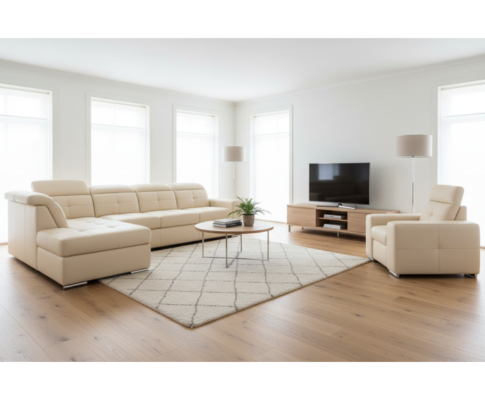 I takto může doplnit křeslo Kanton Vaši sedací soupravu – ukázka interiéru