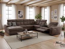 Fotogalerie Velká rohová sedací souprava do U s elektrickým křeslem Kanton - hnědá