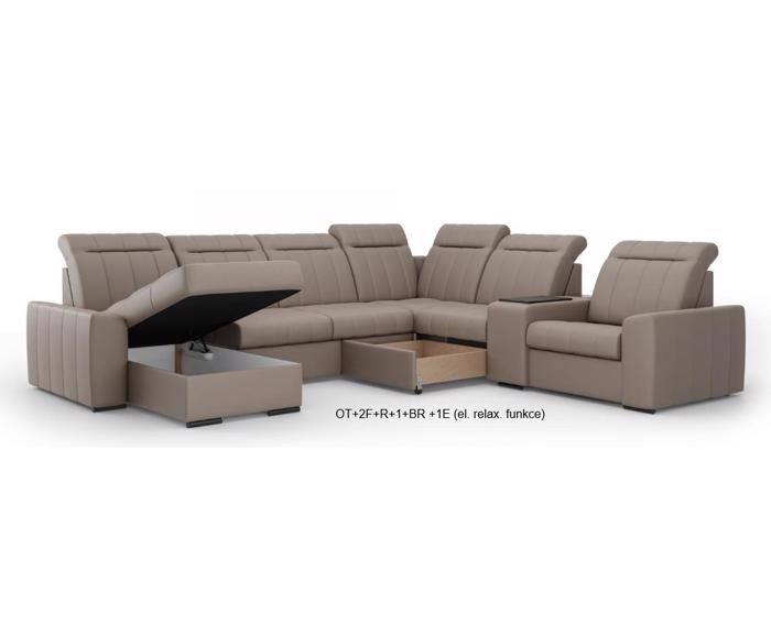 Fotogalerie Rohová sedací souprava s barem Marshall do U