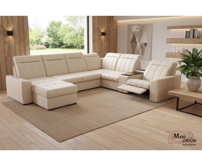 Fotogalerie Rozkládací rohová sedačka s elektrickým křeslem a barem do U - Marshall 