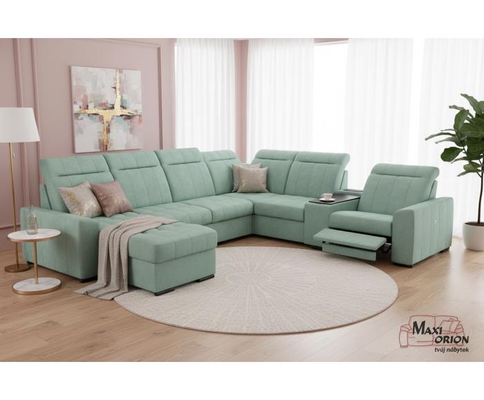 Fotogalerie Rozkládací rohová sedačka s elektrickým křeslem a barem do U - Marshall 