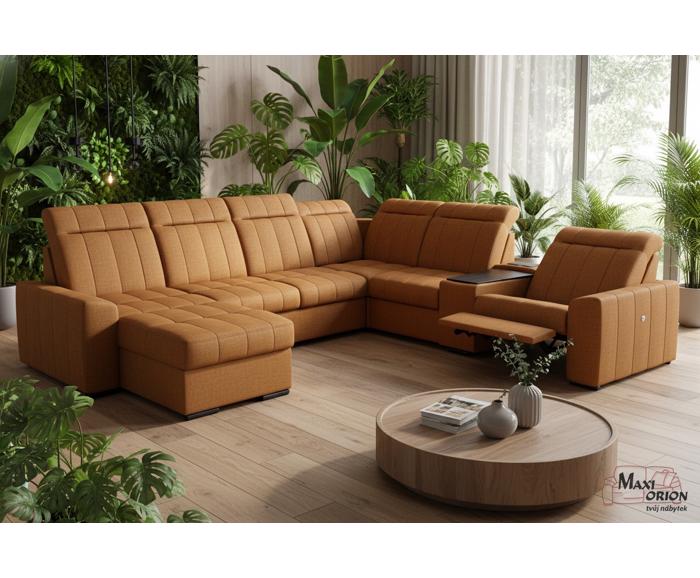 Fotogalerie Rozkládací rohová sedačka s elektrickým křeslem a barem do U - Marshall 