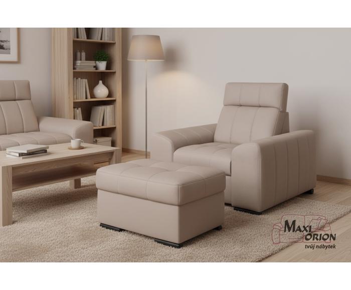 Ukázka interiéru – takto může vypadat Vaše křeslo Marshall v kombinaci s taburetem a pohovkou Marshall v nabídce