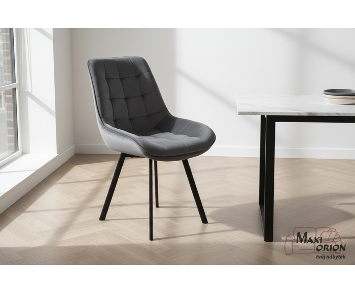 Fotogalerie Otočná jídelní židle Moty Velvet - šedá 