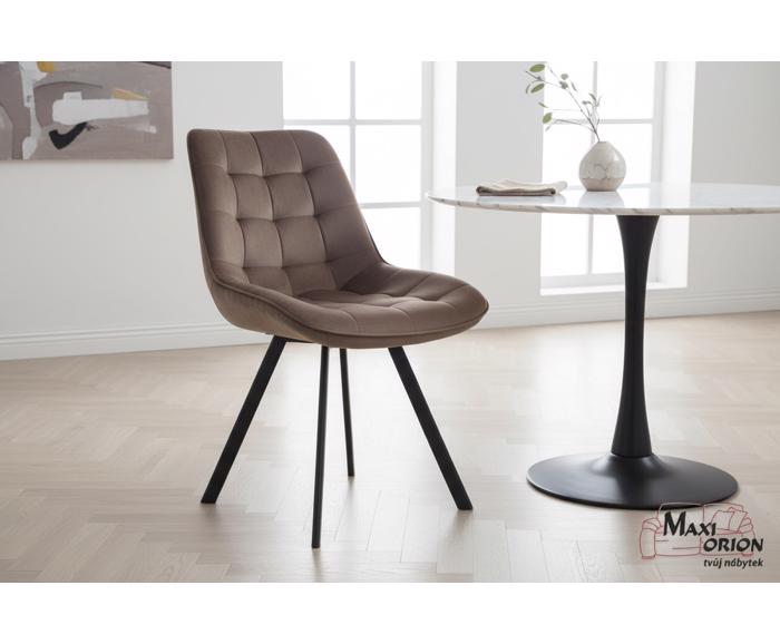Fotogalerie Otočná jídelní židle Moty Velvet - Cappuccino