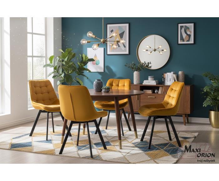 Ukázka interiéru – otočná jídelní židle Moty Velvet 