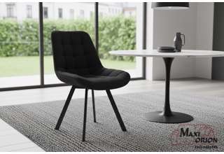 Otočná jídelní židle Moty Velvet - Černá 