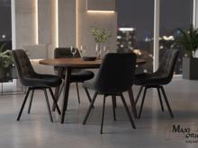 Fotogalerie Otočná jídelní židle Moty Velvet - Černá 