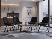 Fotogalerie Otočná jídelní židle Moty Velvet - Černá 