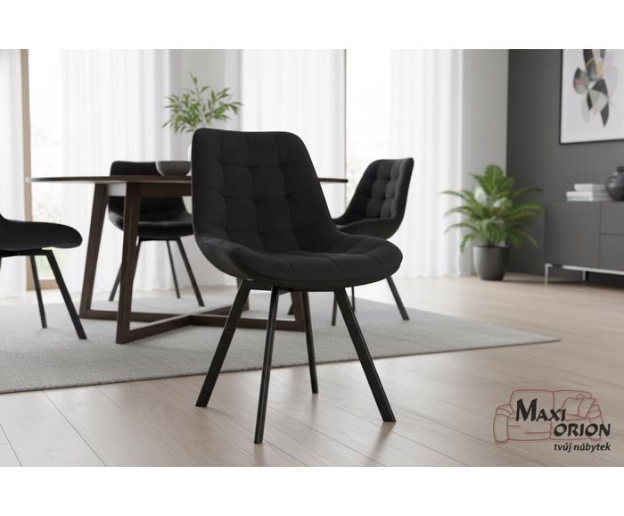 Fotogalerie Otočná jídelní židle Moty Velvet - Černá 