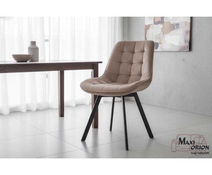 Fotogalerie Otočná jídelní židle Moty Velvet - tmavě béžová 