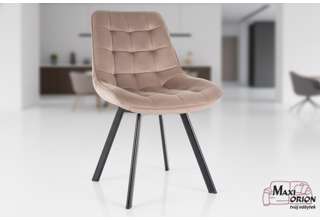 Otočná jídelní židle Moty Velvet - tmavě béžová 