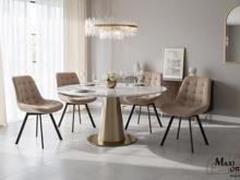 Fotogalerie Otočná jídelní židle Moty Velvet - tmavě béžová 