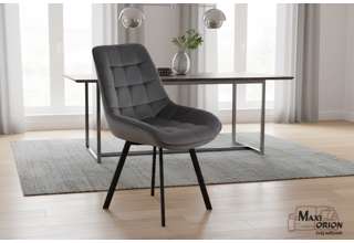 Otočná jídelní židle Moty Velvet - šedá 