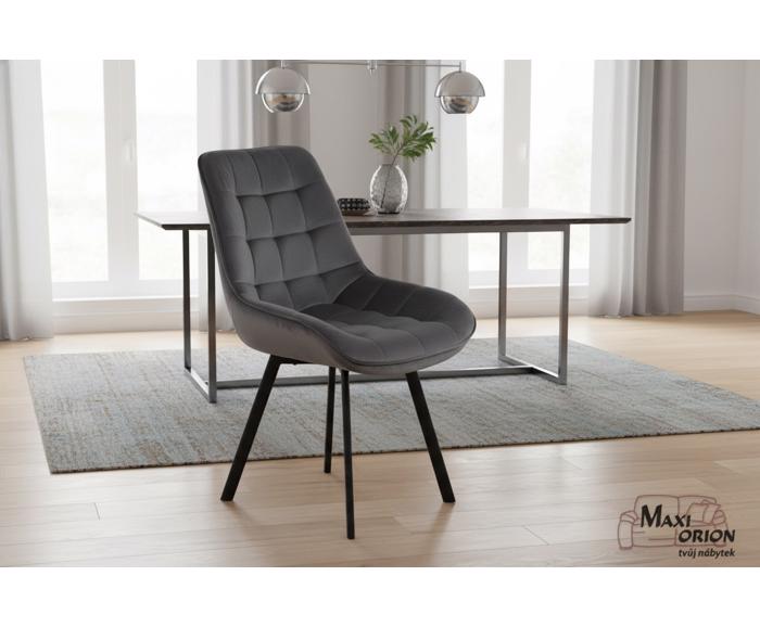 Fotogalerie Otočná jídelní židle Moty Velvet - šedá 