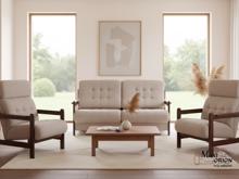 Fotogalerie Sedací souprava Barbora + dvě křesla potah Boston, dřevo černé