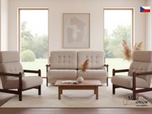 Fotogalerie Sedací souprava Barbora + dvě křesla potah Boston, dřevo černé