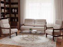 Fotogalerie Sedací souprava Barbora + dvě křesla potah Boston, dřevo černé