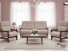 Fotogalerie Sedací souprava Barbora + dvě křesla potah Boston, dřevo černé