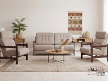 Fotogalerie Sedací souprava Barbora + dvě křesla potah Boston, dřevo černé