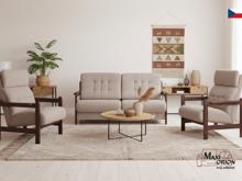 Fotogalerie Sedací souprava Barbora + dvě křesla potah Boston, dřevo černé