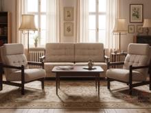 Fotogalerie Sedací souprava Barbora + dvě křesla potah Boston, dřevo černé