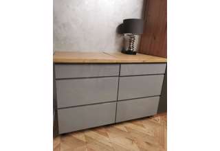 D60S3 (60 cm), spodní skříňka šuplíková kuchyňské linky Aspen- šedá - s pracovní deskou - výprodej