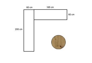 Kuchyňská rohová pracovní deska 38 mm hloubky 60cm / délky 200 x 165 cm - Dub Artisan- ohraněná s frézovaným spojem