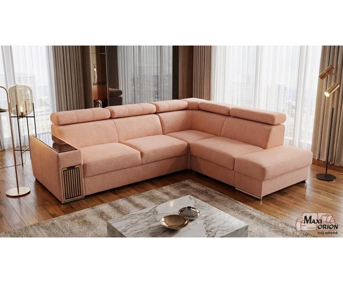 Rozkládací rohová sedací souprava Metrix IV s výsuvným barem a úložným prostorem - výběr barev