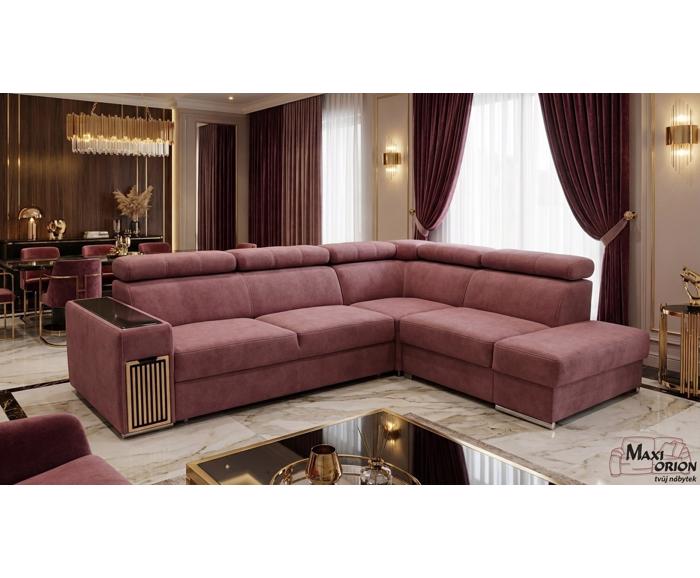 Rozkládací rohová sedací souprava Metrix IV s výsuvným barem a úložným prostorem - výběr barev