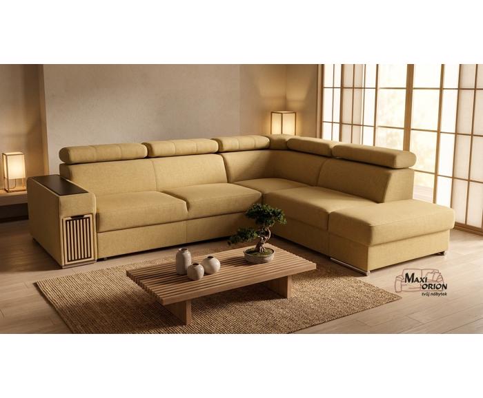 Rozkládací rohová sedací souprava Metrix IV s výsuvným barem a úložným prostorem - výběr barev