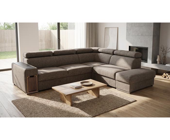 Rozkládací rohová sedací souprava Metrix IV s výsuvným barem a úložným prostorem - výběr barev