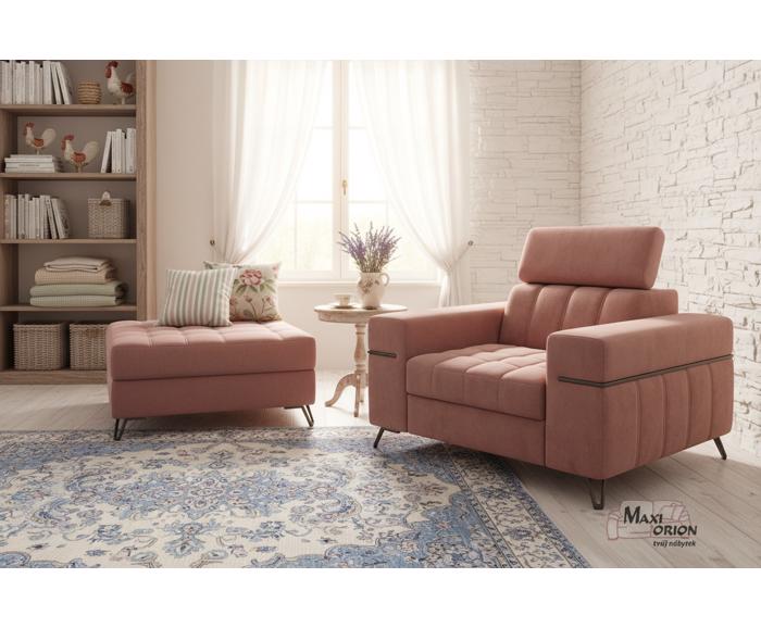 Ukázka interiéru – takto může vypadat Vaše křeslo Metrix Positano v kombinaci s taburetem Positano - také v nabídce