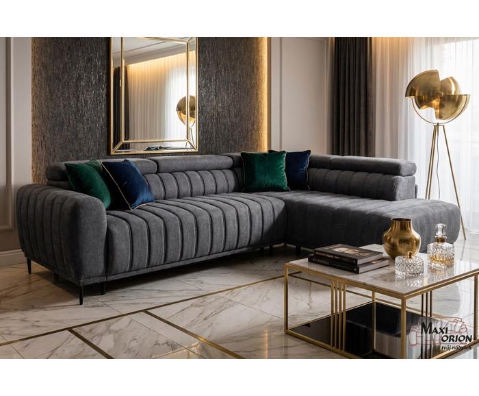 Ukázka interiéru - Rohová sedací souprava Sleep 140 na každodenní spaní - šedá