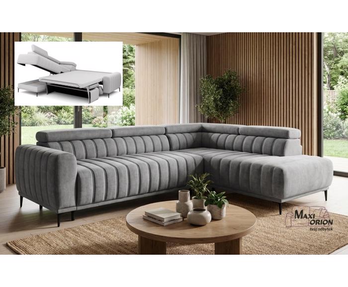 Ukázka interiéru - Rohová sedací souprava Sleep 140 na každodenní spaní - světle šedá