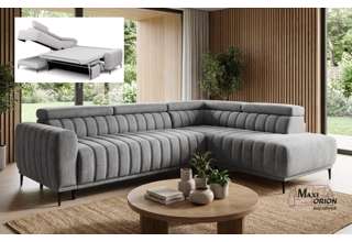 Ukázka interiéru - Rohová sedací souprava Sleep 140 na každodenní spaní - světle šedá