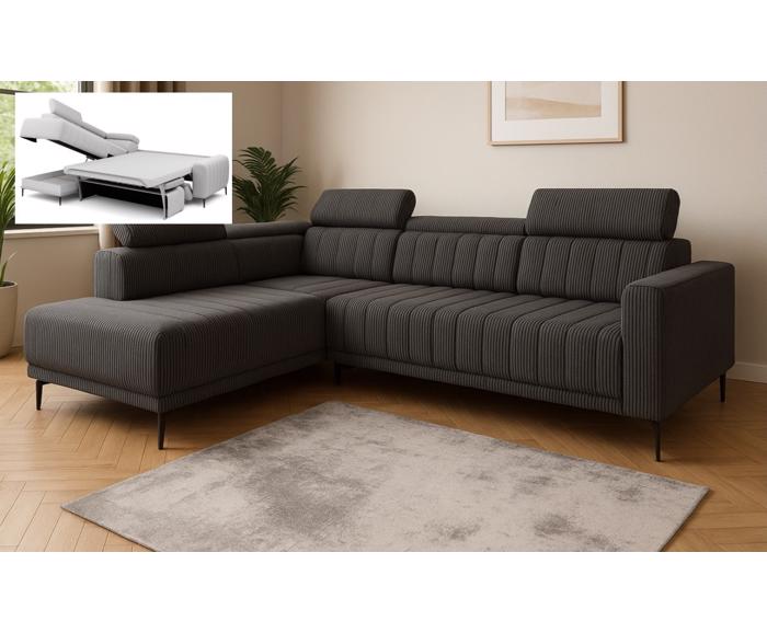 Fotogalerie Rohová sedací souprava Sleep 140 na každodenní spaní - žebrovaný potah