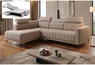 Rohová sedací souprava Sleep 140 na každodenní spaní - žebrovaný potah