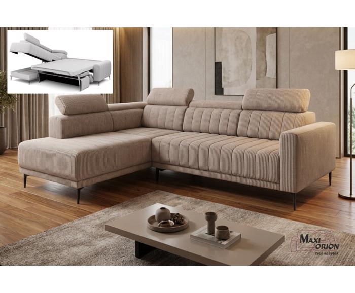 Fotogalerie Rohová sedací souprava Sleep 140 na každodenní spaní - žebrovaný potah