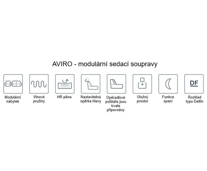 Fotogalerie Rohová sedací souprava Aviro ve tvaru U s širokým otomanem - výběr potahů