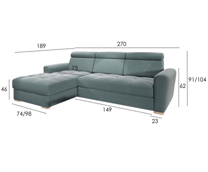 Fotogalerie Rohová sedací souprava Aviro s úzkým otomanem - výběr potahů