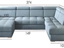 Fotogalerie Rohová sedací souprava Aviro ve tvaru U s širokým otomanem - výběr potahů