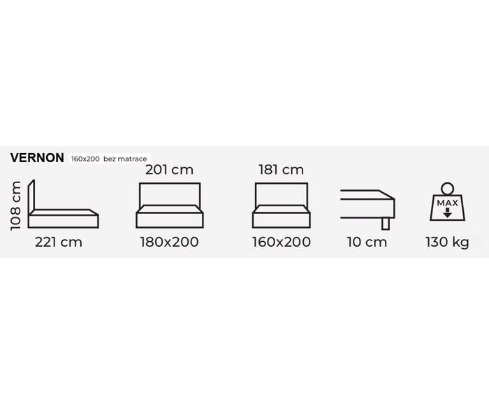 Fotogalerie Blanář - čalouněná postel Vernon 180x200 - béžová - bez matrace