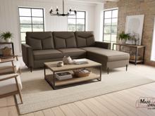 Fotogalerie Moderní sedací souprava Malta tvar L hnědá na vysokých nohách - pravá