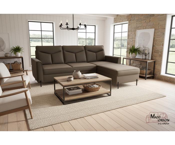 Fotogalerie Moderní sedací souprava Malta tvar L hnědá na vysokých nohách - pravá
