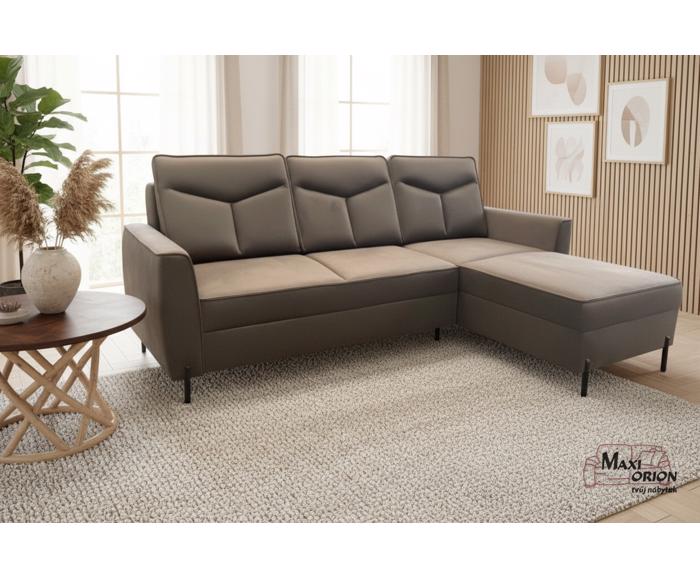 Fotogalerie Moderní sedací souprava Malta tvar L hnědá na vysokých nohách - pravá