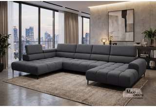 Elektrická rozkládací sedací souprava do U - Elektric XL - Tmavě šedá 