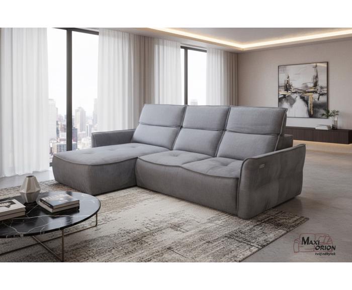 Fotogalerie Moderní rohová sedací souprava s velkým elektrickým rozkladem Valencie S - světle šedá - pravá